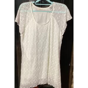 Indigo Soul Women's Lined Shirt Dress 3XL Ivory Lace Bell Sleeve